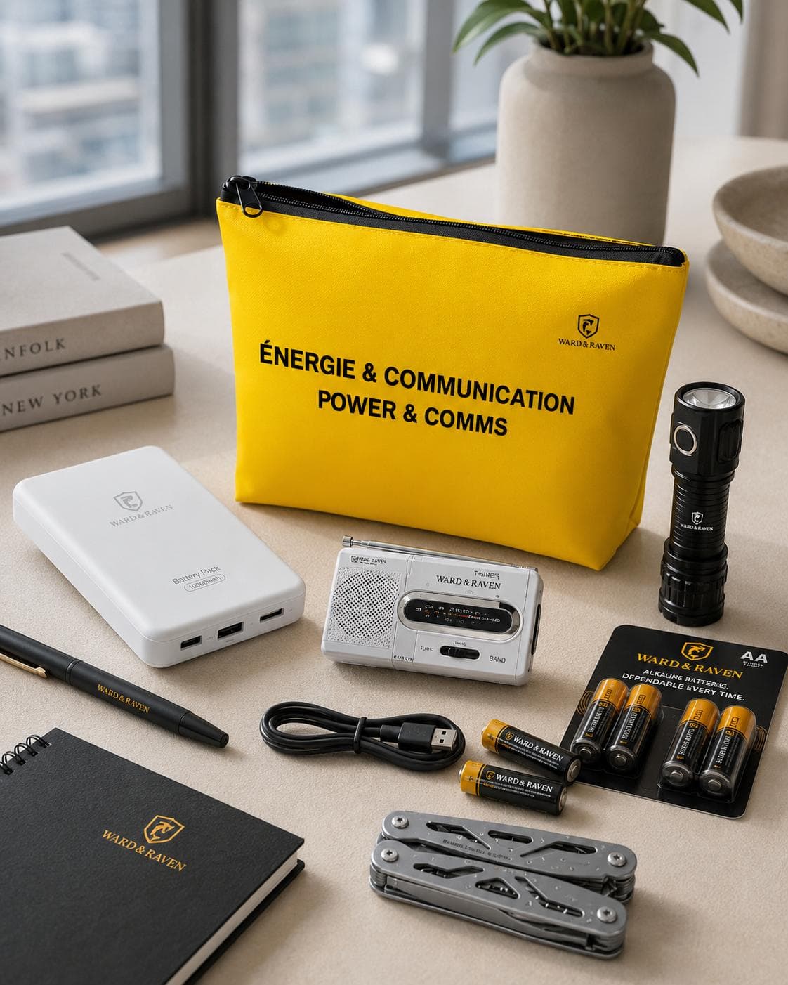 Pod énergie et communication Ward & Raven avec lampe, radio, batterie et piles