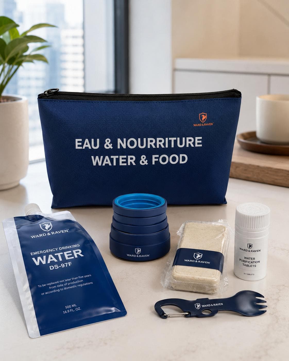 Pod eau et nourriture Ward & Raven avec eau, ration, pastilles et ustensile